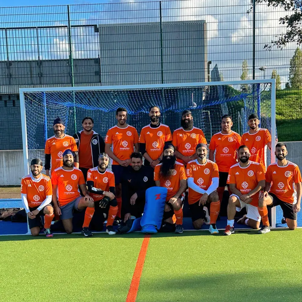 Plashet HC men's match-day hockey squad in East London
